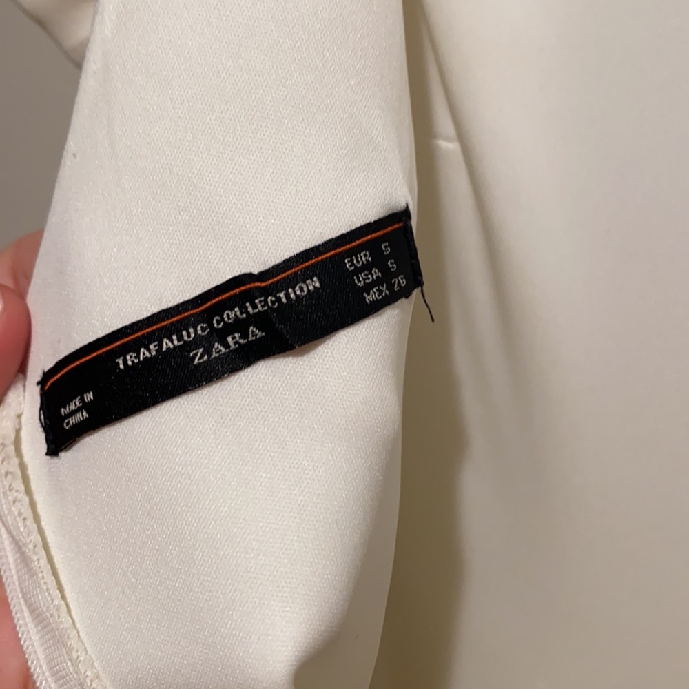 Zara Trafaluc collection size small white romper shirt sleeve - Picture 4 of 4